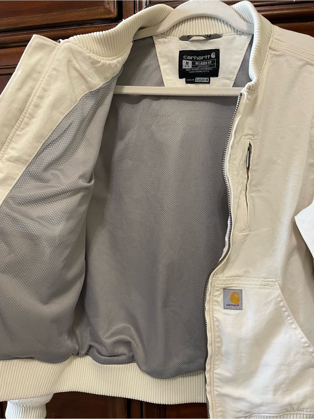 CARHARTT Women’s Crawford Bomber Jacket Coat, Ivory, Zip Up, SIZE S - Picture 5 of 11